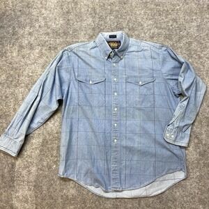 VTG Chaps Ralph Lauren Shirt Men's XL Country Chambr LG  90s Long Sleeve